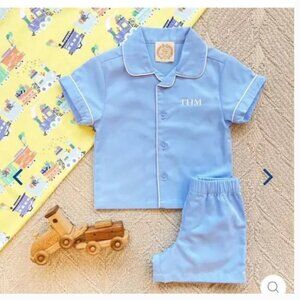 NEW BEAUFORT BONNET lock's little short set beale street blue white 12/18 2T